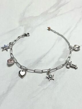 Paper Clip Charm Link Bracelet